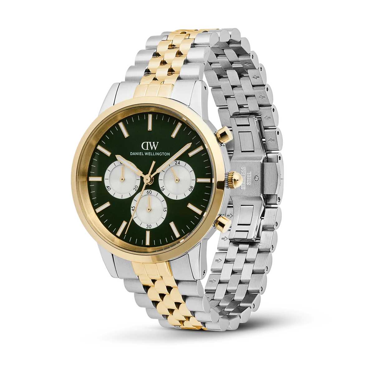 Daniel Wellington Gents Iconic Chronograph Arch 5-Link Emerald Panda Two Tone DW00101012