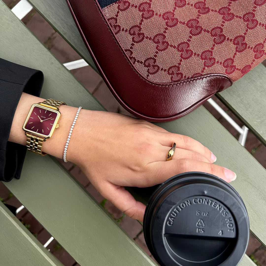 Cluse La Tétragone Watch Steel Dark Cherry, Gold Colour
CW10312