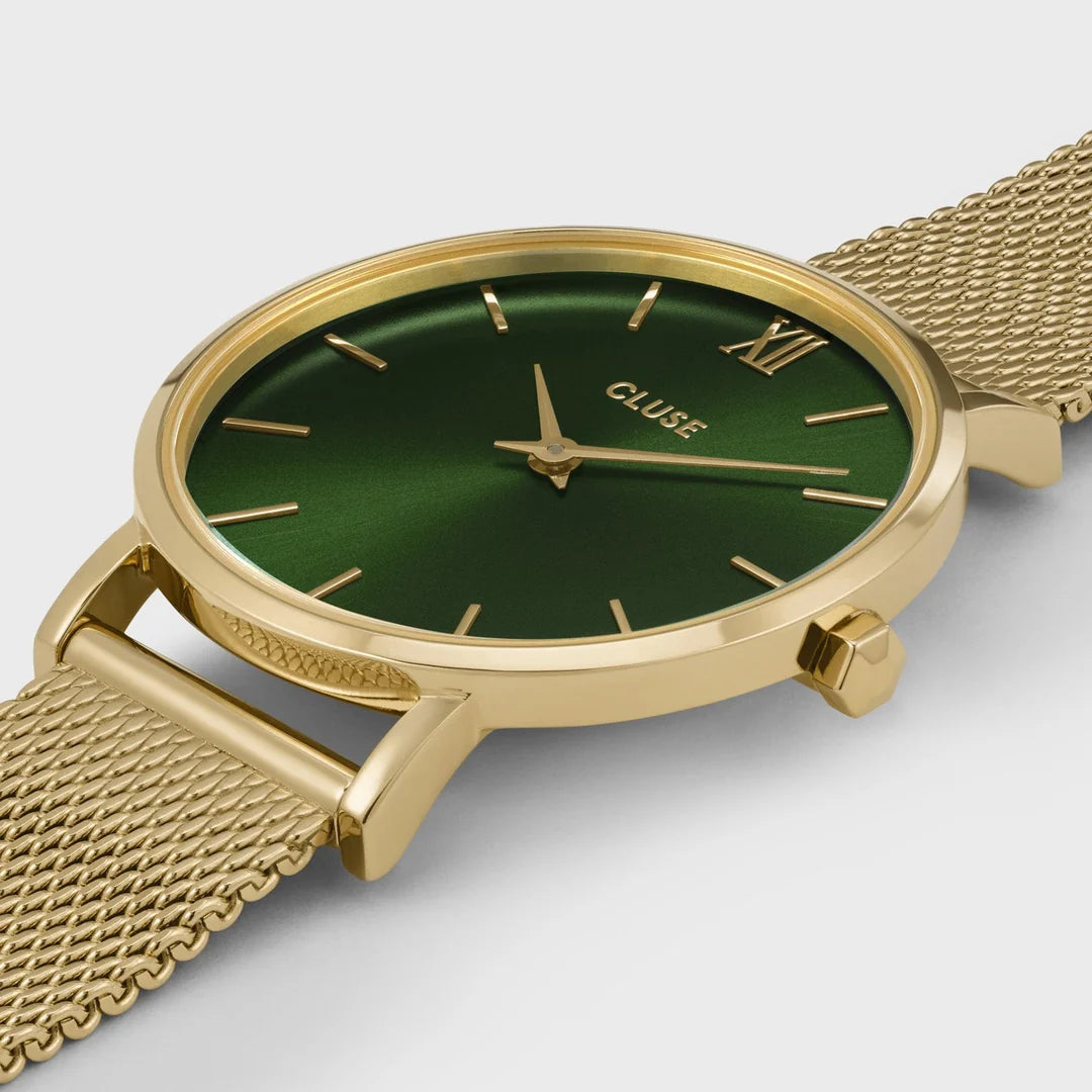 Cluse Minuit Watch Mesh, Green, Gold Colour CW10206