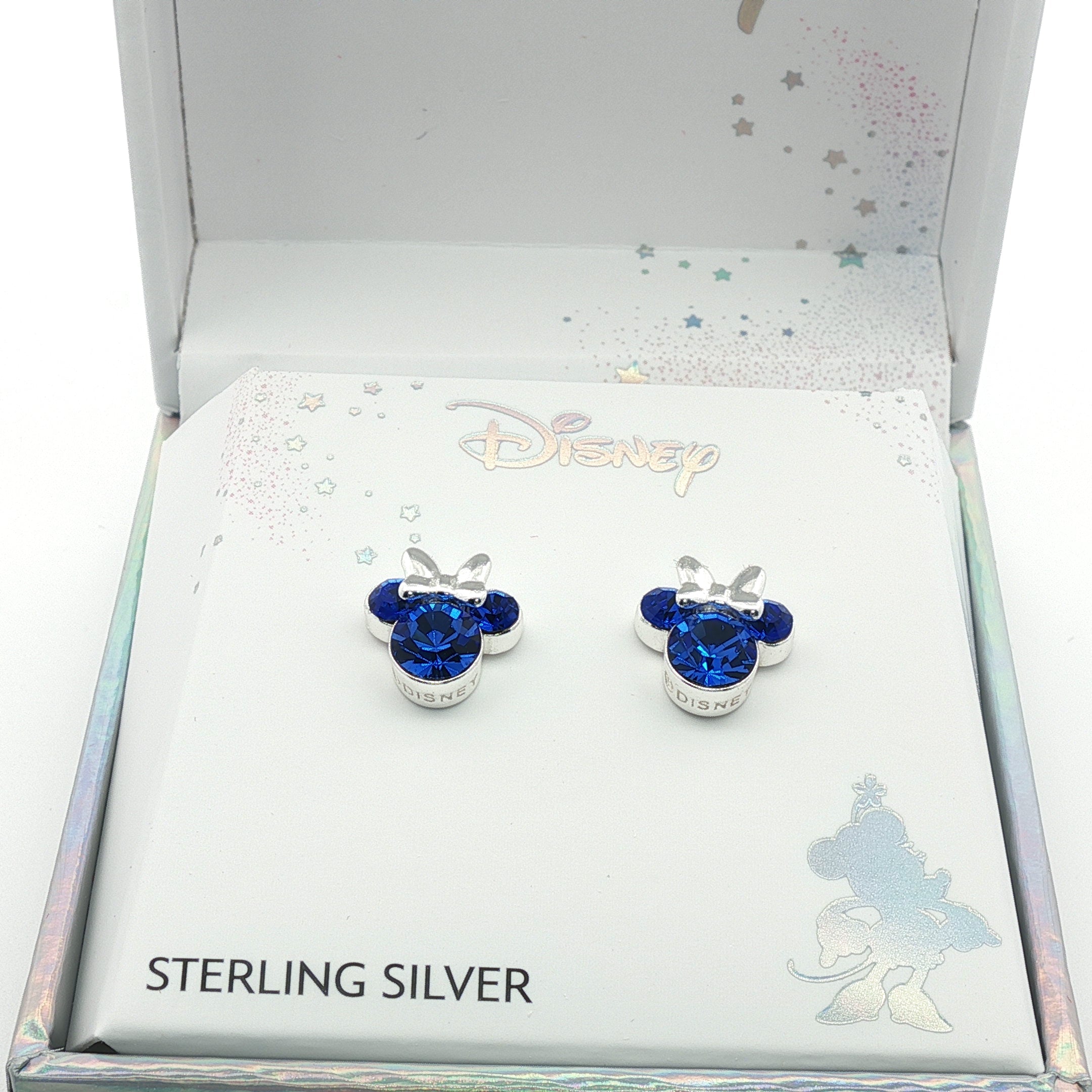 Disney Sapphire Minnie Mouse Sterling Silver Stud Earrings