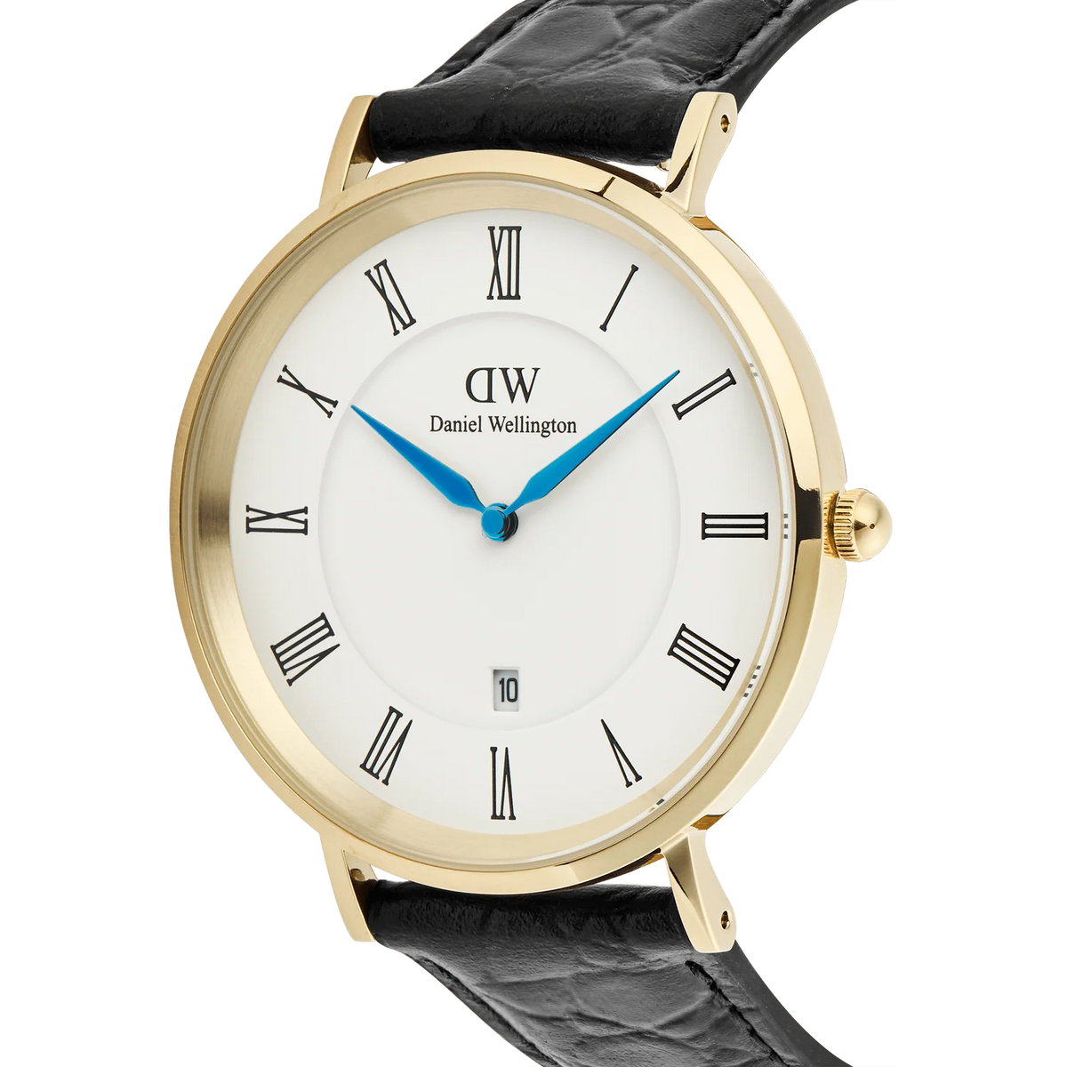 Daniel Wellington Gents Classic Roman Numerals Date Black Croc Belly Gold DW00100915