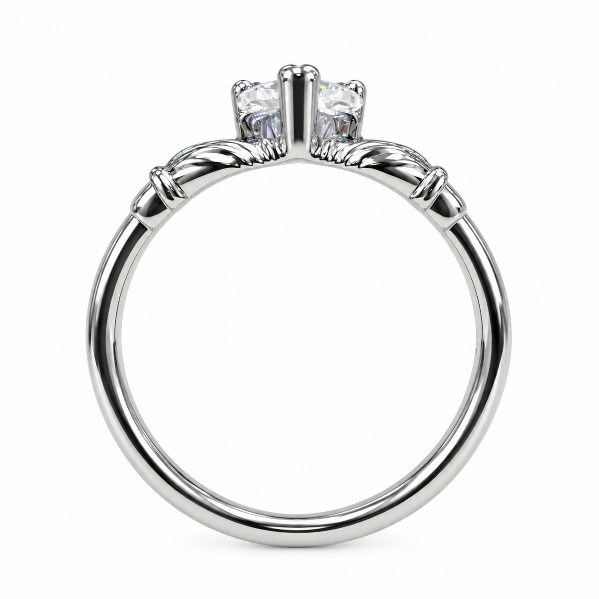 Ladies Silver Claddagh Ring with Cubic Zirconia