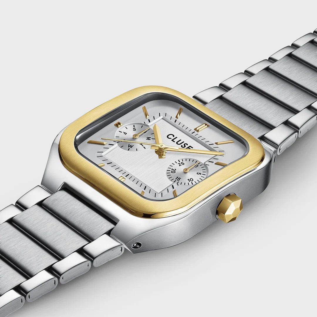 Cluse Gents Quadrus Multifunction Watch Steel, Silver, Two-Tone CW26201