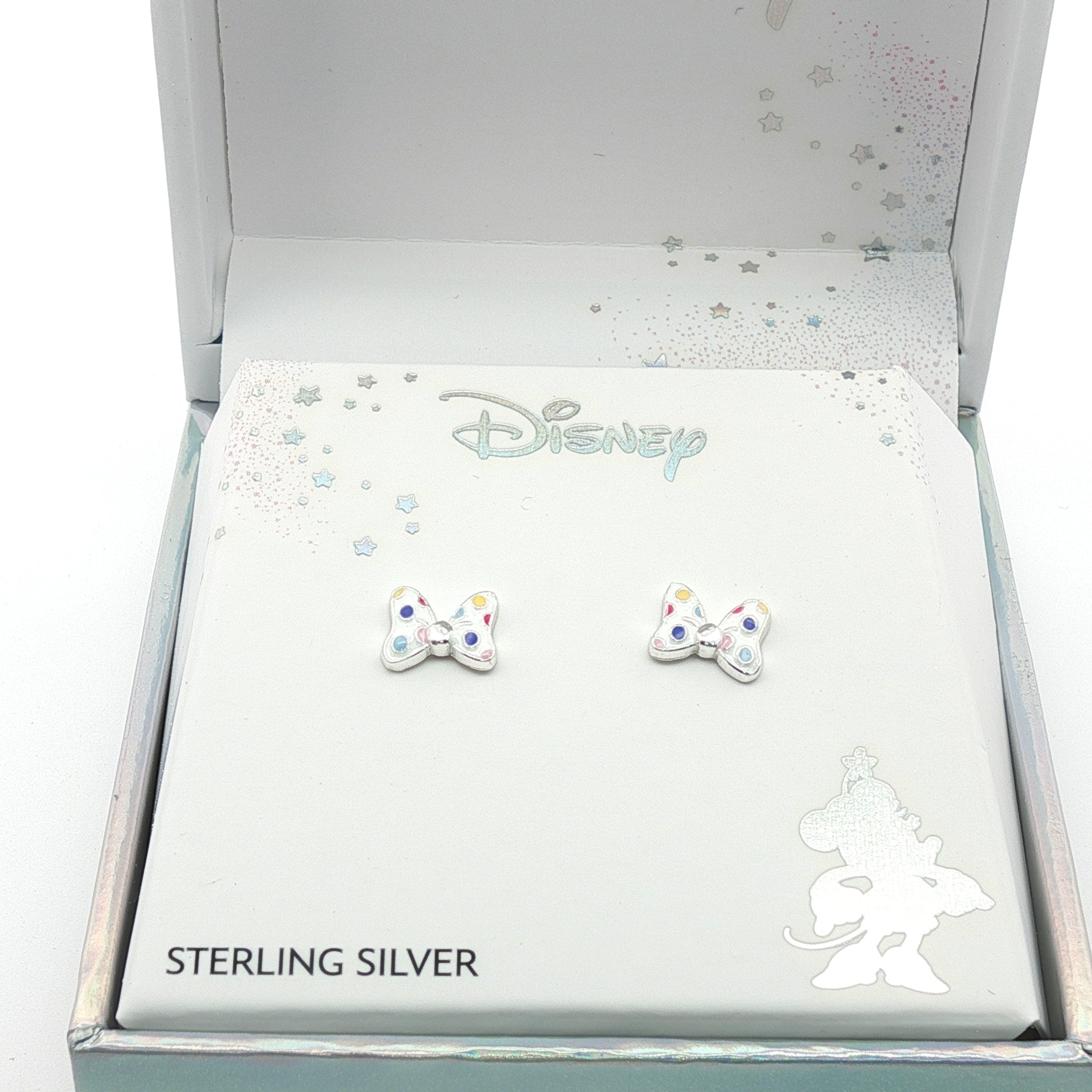 Disney Sterling Silver Minnie Mouse Bow Stud Earrings