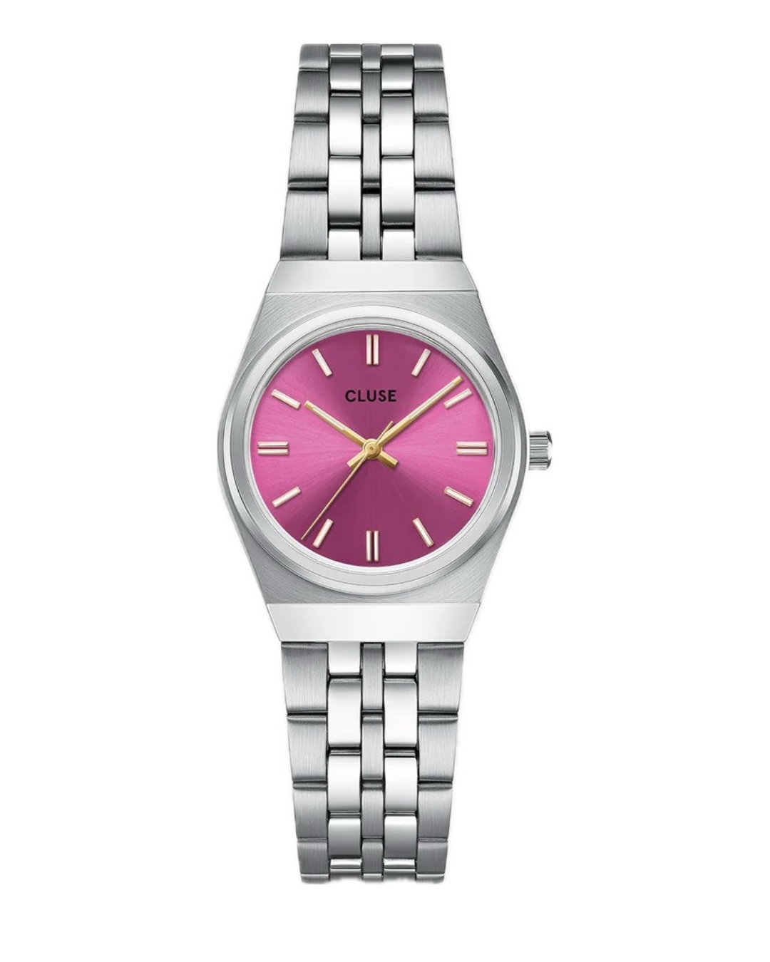 Cluse Retro 70s Mini Watch Steel, Fuchsia, Silver Colour CW16303