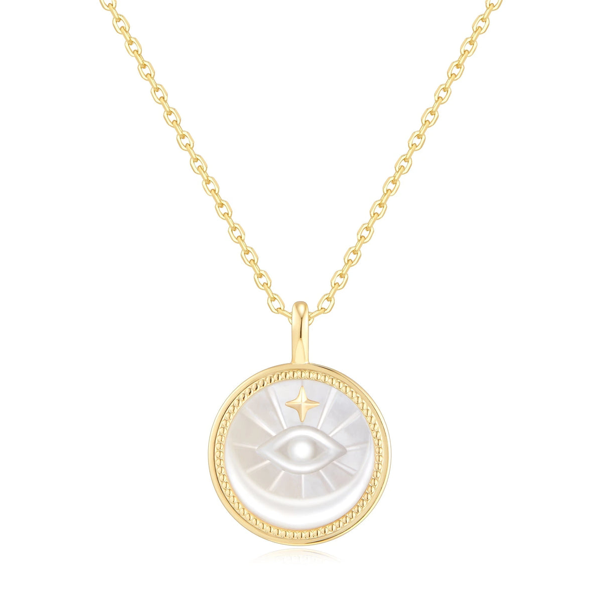 Ania Haie Gold Evil Eye Mother-of-Pearl Medallion Necklace N072-05G