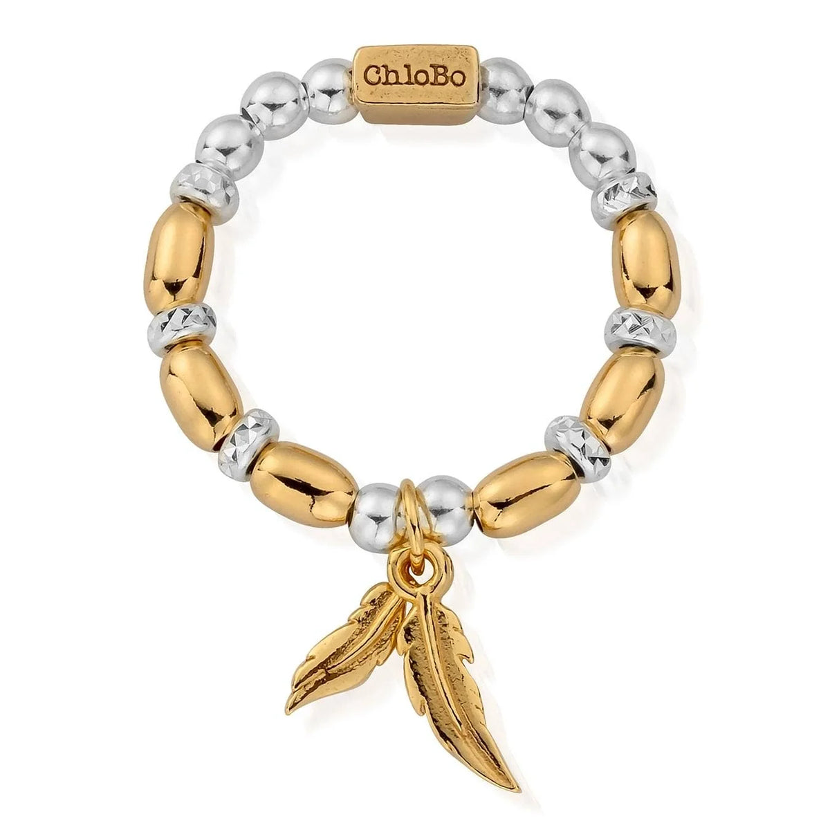 ChloBo Mixed Metal Dainty Double Feather Ring CHBMMCLS1587