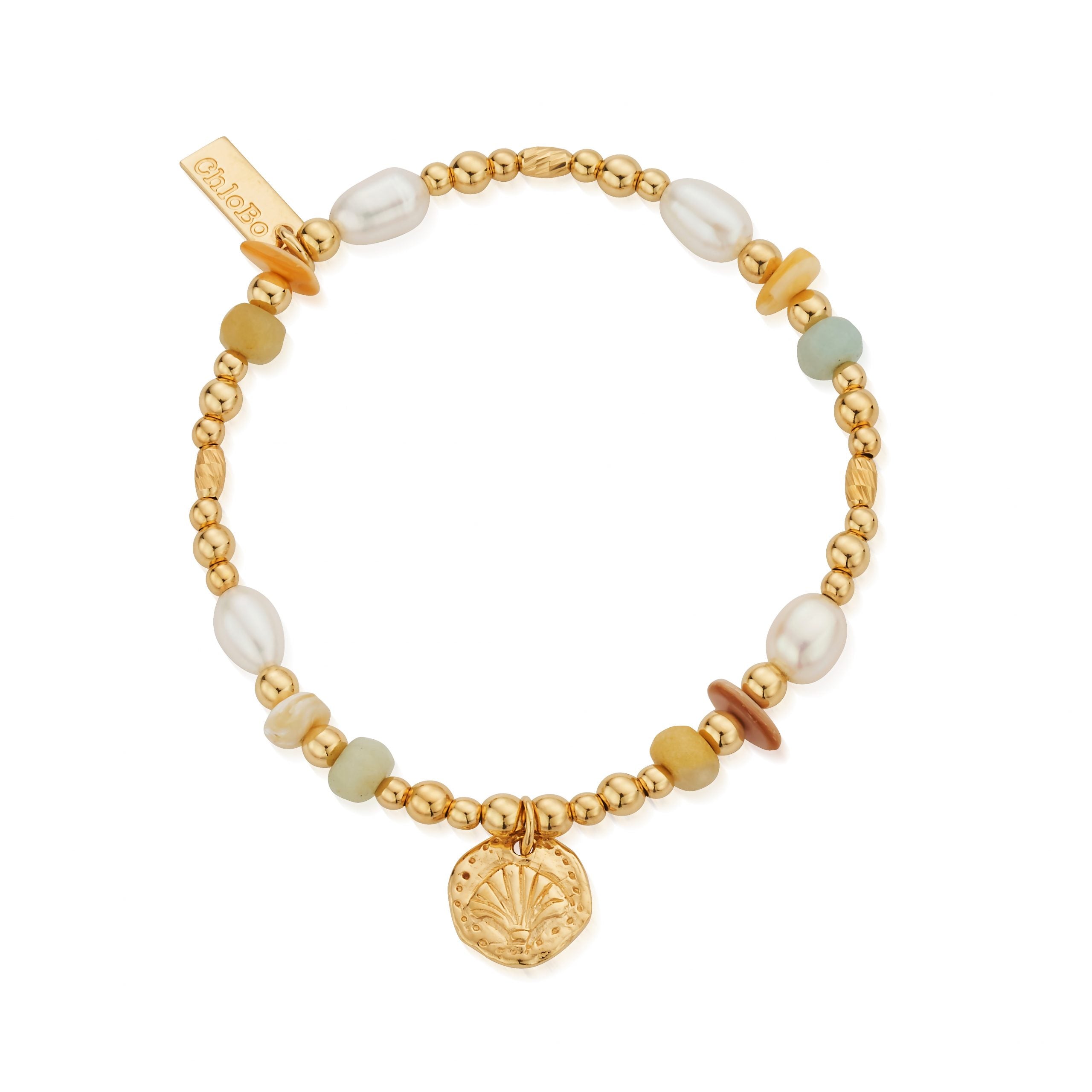 50% off ChloBo TREASURES OF BALI Golden Sands Pearl Charm Bracelet