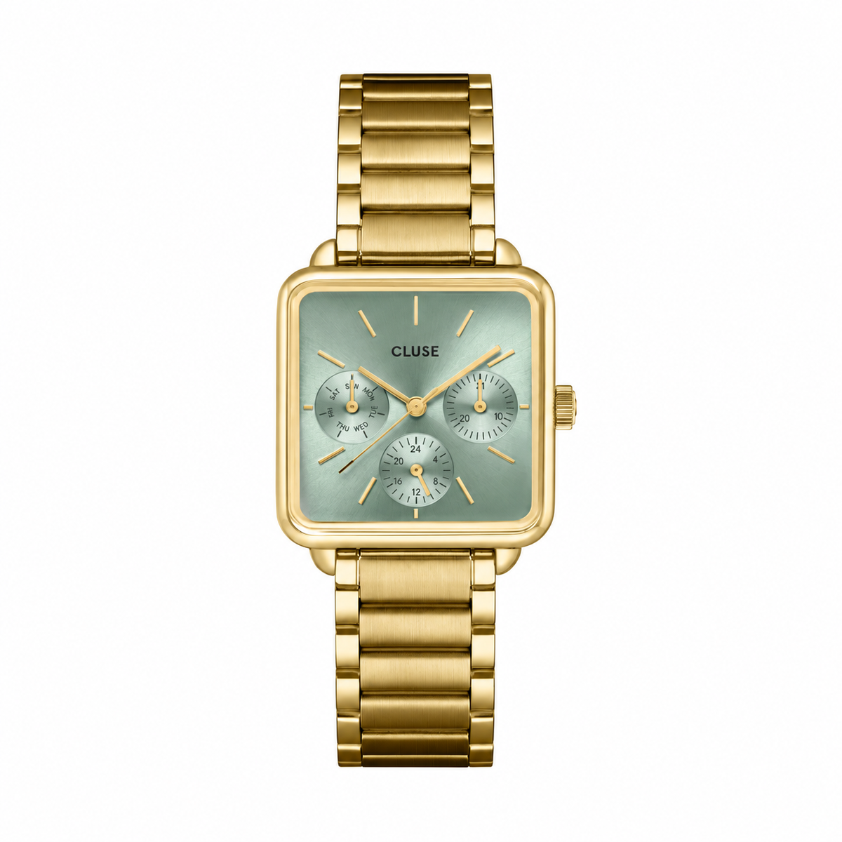 Cluse La Tétragone Multifunction Watch Steel, Sage Green, Gold Colour CW13805