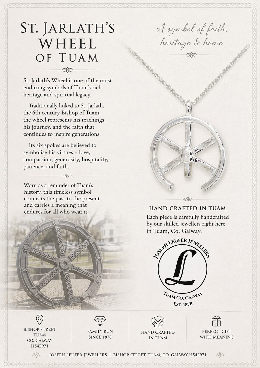 Tuam St. Jarlath's Broken Wheel Chain with Cubic Zirconia