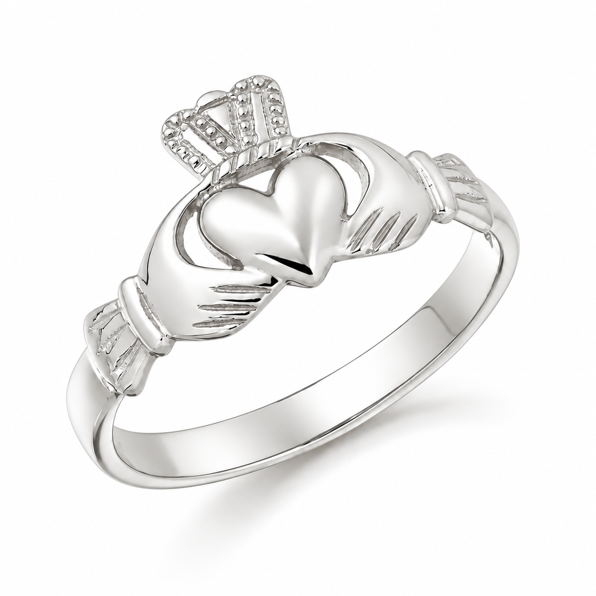 Ladies 9ct White Gold Claddagh Ring CL8W