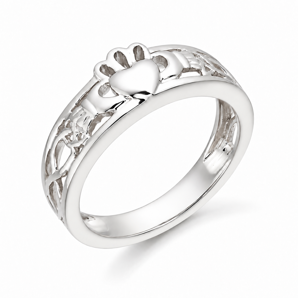 Ladies 9ct White Gold Claddagh Ring CL3W