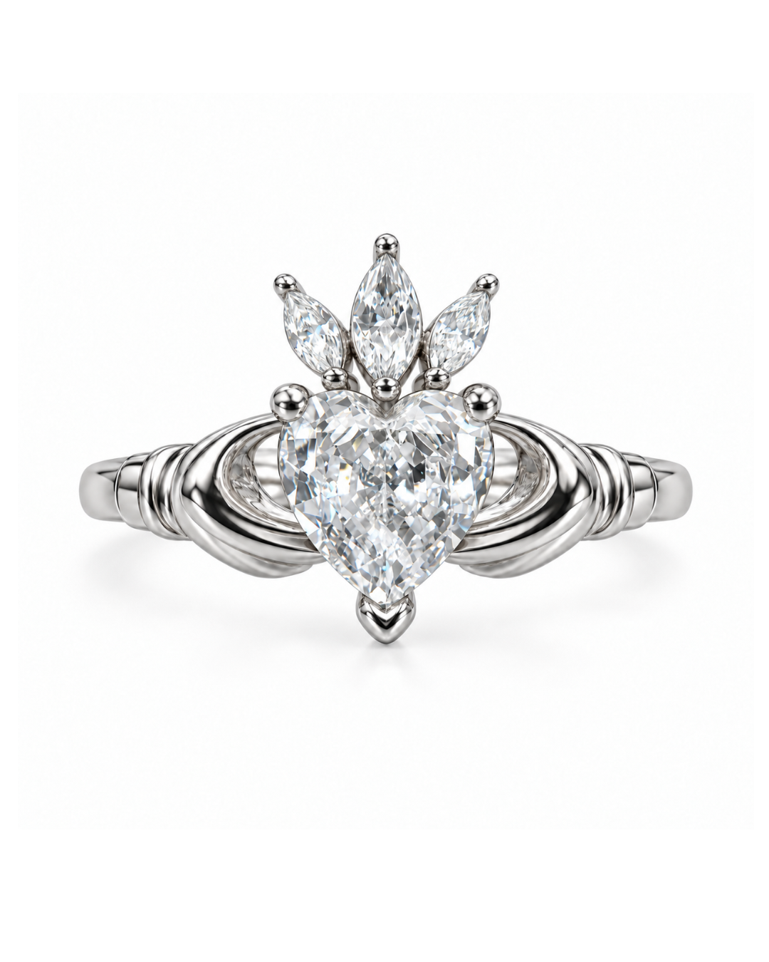 Ladies Silver Claddagh Ring with Cubic Zirconia
