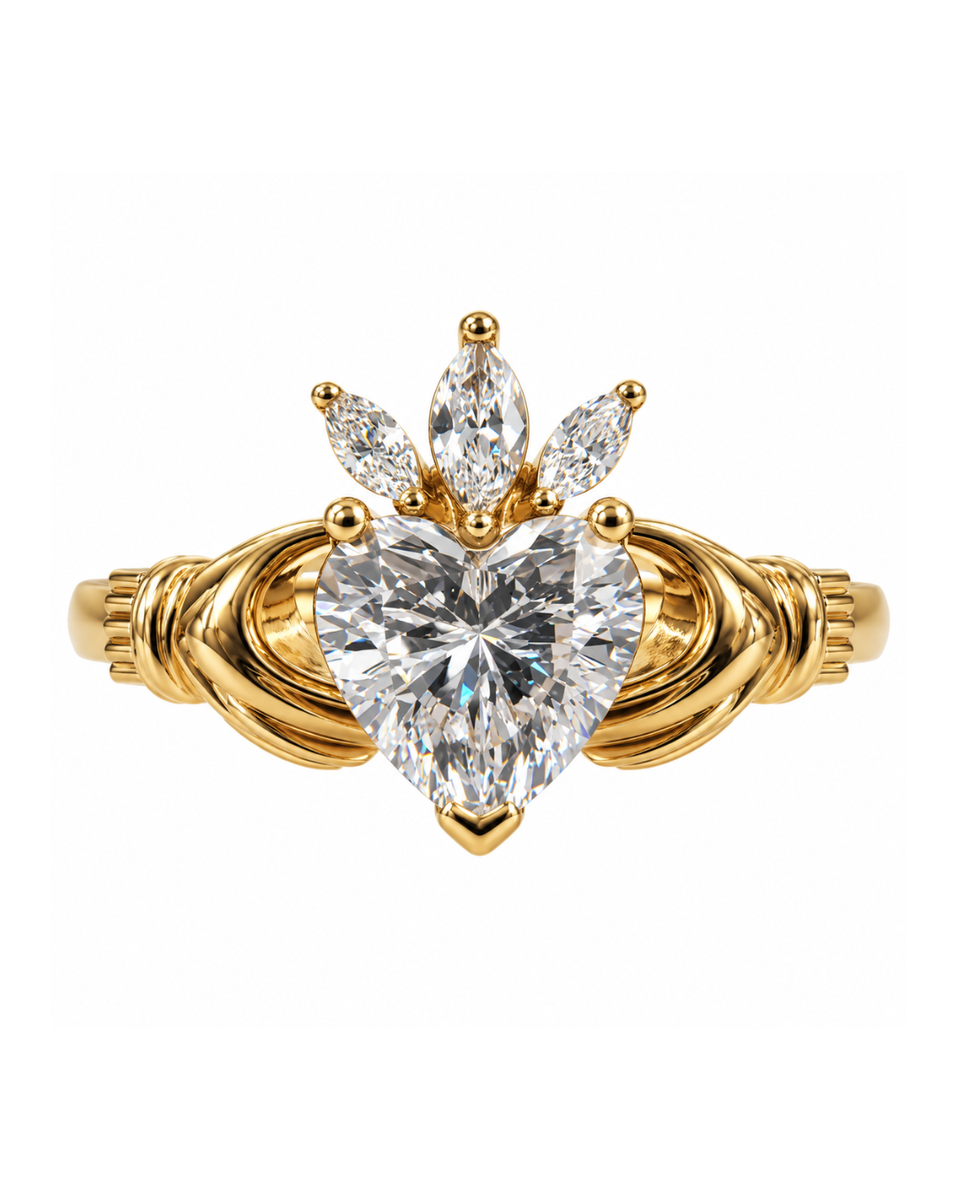 Ladies 9ct Gold Claddagh Ring with Cubic Zirconia