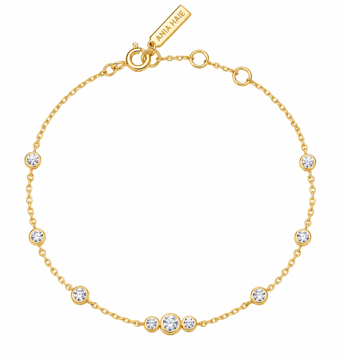 Ania Haie Gold Sparkling Bezel Cubic Zirconia Station Bracelet B065-03G