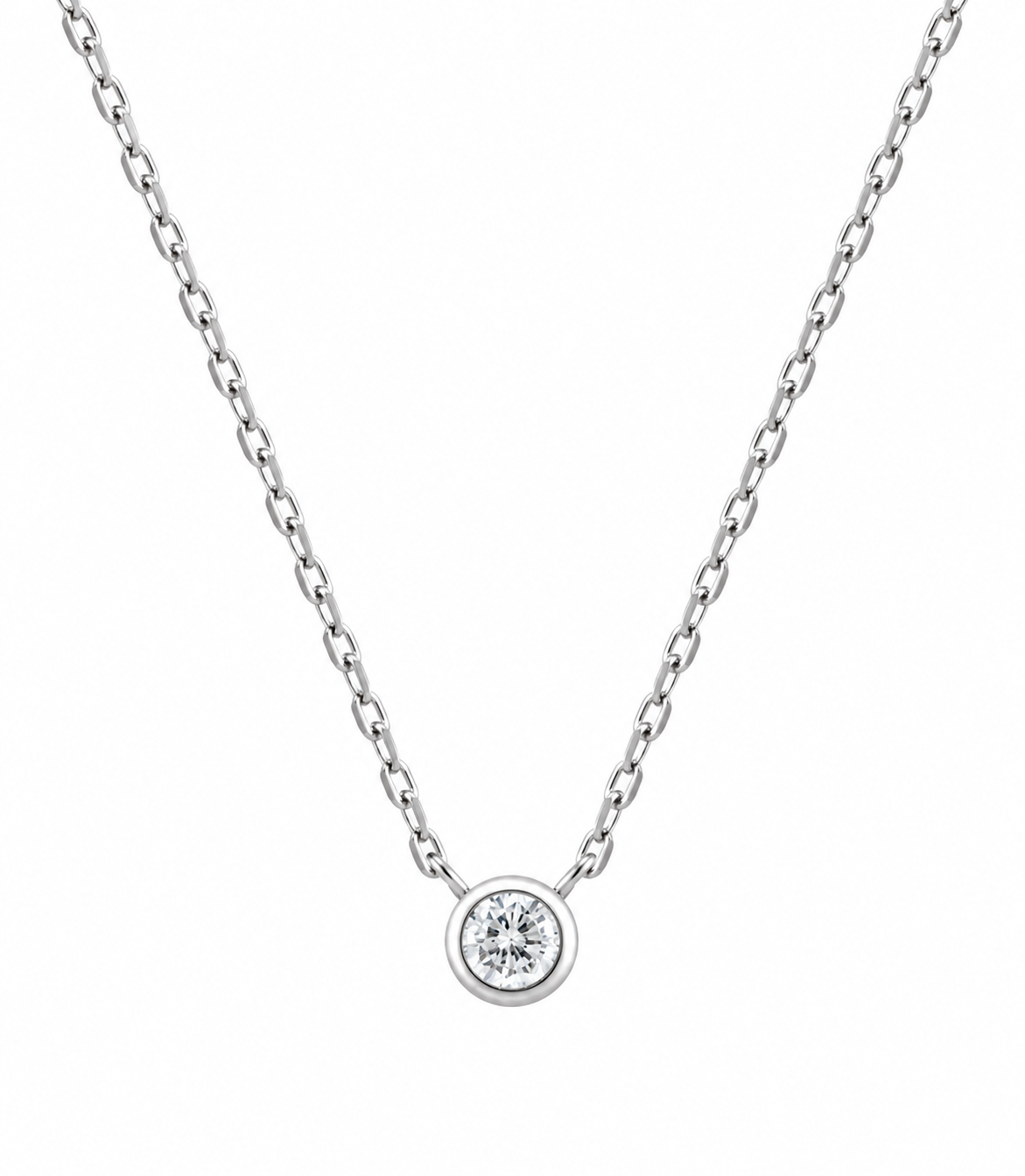 Ania Haie Silver Round Solitaire Cubic Zirconia Necklace N059-01H