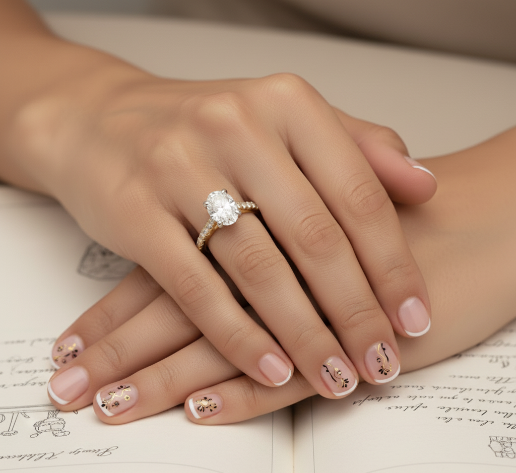 18ct Yellow Gold 1.27ct Oval Shape Laboratory Grown Diamond Engagement Ring with Micro Pave Diamonds on Shoulder