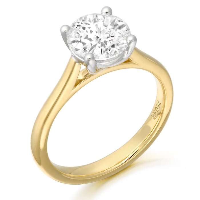 18ct Yellow Gold 1.84ct Laboratory Grown Brilliant Diamond Engagement Ring.