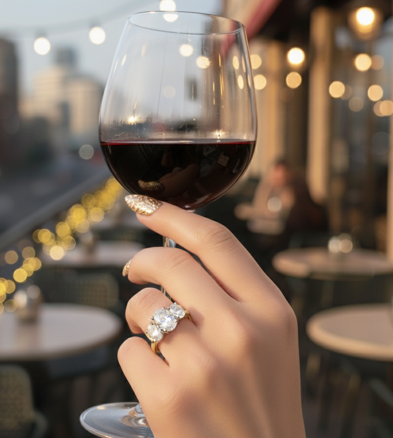 18ct Yellow Gold Three Stone 2.62ct Oval Laboratory Grown Diamond Engagement Ring