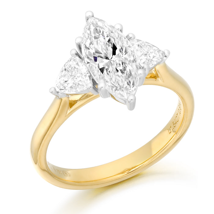 18ct Yellow Gold 2.15ct Three Stone Laboratory Grown Diamond Engagement Ring
