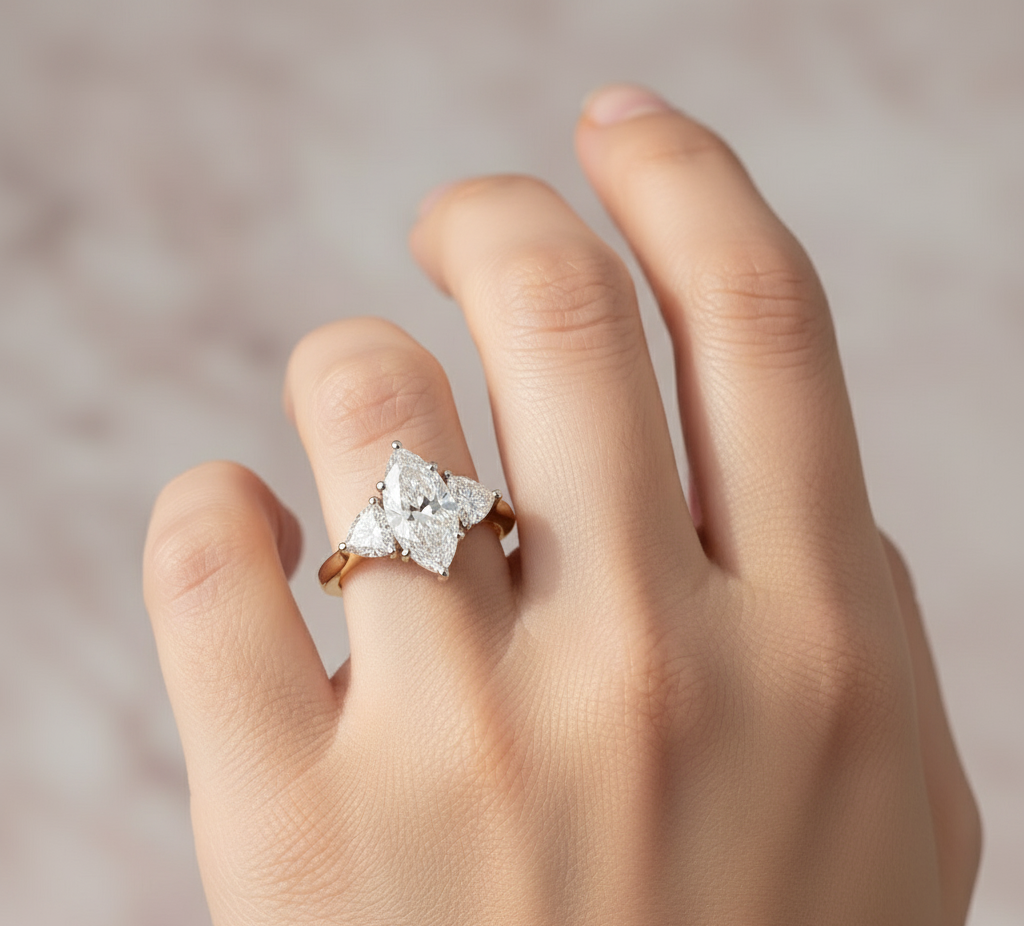 18ct Yellow Gold 2.15ct Three Stone Laboratory Grown Diamond Engagement Ring