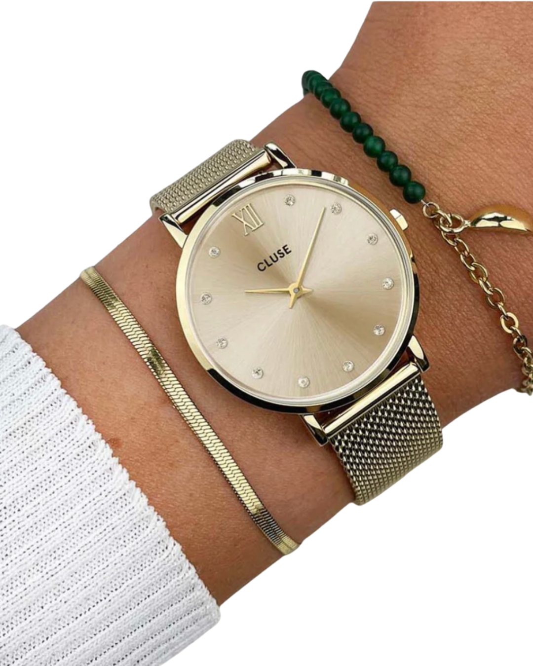 Cluse Minuit Mesh Crystals Watch CW10204